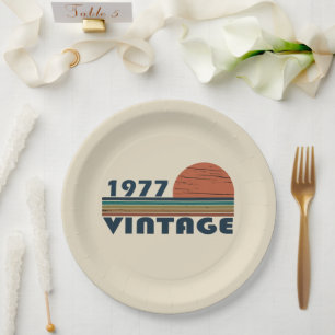 Geboren in 1977 vintage verjaardagsfeestje papieren bordje