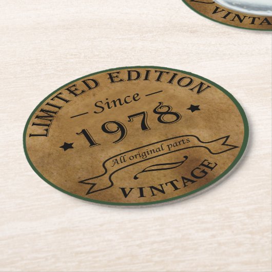 Geboren in 1978  jaar ronde kartonnen onderzetter (Gebogen)