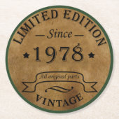 Geboren in 1978  jaar ronde kartonnen onderzetter (Voorkant)