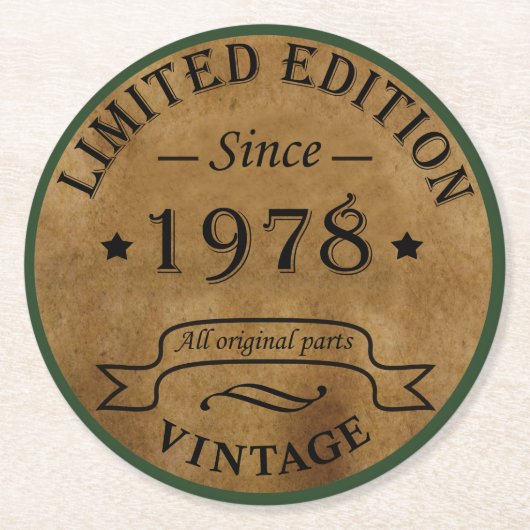 Geboren in 1978  jaar ronde kartonnen onderzetter (Voorkant)