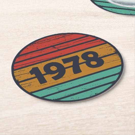Geboren in 1978  verjaardagscadeau ronde kartonnen onderzetter (Gebogen)