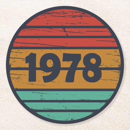 Geboren in 1978 verjaardagscadeau ronde kartonnen onderzetter (Voorkant)