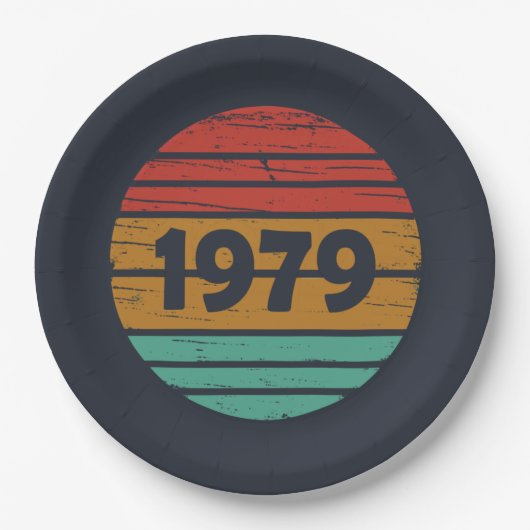 Geboren in 1979 verjaardagscadeau papieren bordje (Voorkant)