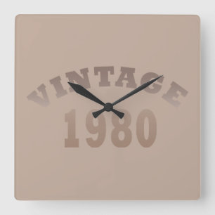 Geboren in 1980 elegante moderne vintage verjaarda vierkante klok