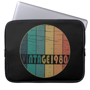 Geboren in 1980 kleurrijk vintage verjaardagscadea laptop sleeve
