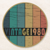 Geboren in 1980 op  verjaardag ronde kartonnen onderzetter (Voorkant)