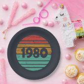 Geboren in 1980 verjaardagscadeau papieren bordje (Feest)