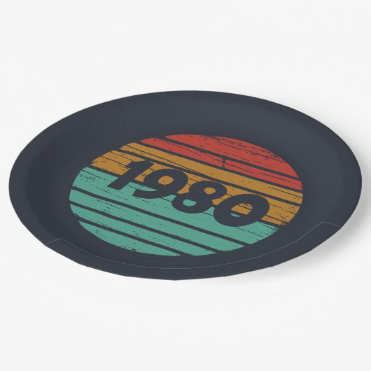 Geboren in 1980  verjaardagscadeau papieren bordje (Gekanteld)