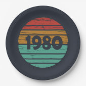 Geboren in 1980 verjaardagscadeau papieren bordje (Voorkant)