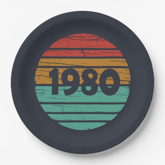 Geboren in 1980  verjaardagscadeau papieren bordje (Voorkant)