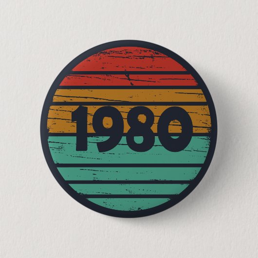 Geboren in 1980 verjaardagscadeau ronde button 5,7 cm (Voorkant)
