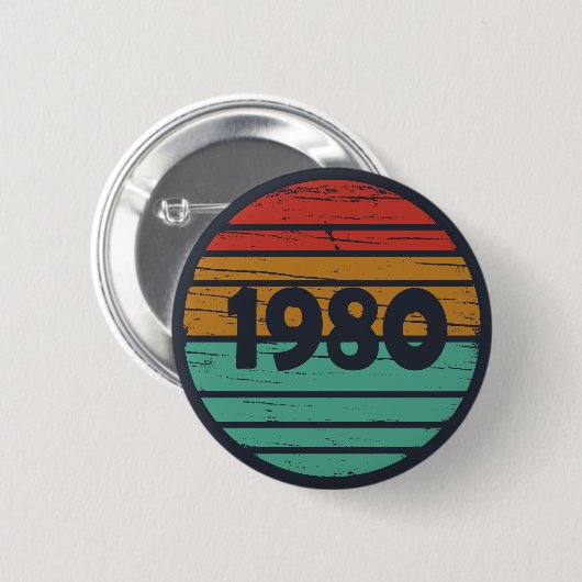 Geboren in 1980 verjaardagscadeau ronde button 5,7 cm (Voorkant /achterkant)