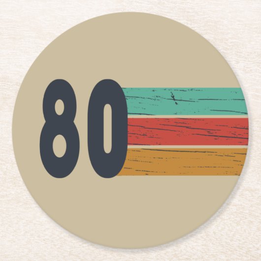 Geboren in 1980 verjaardagscadeau ronde kartonnen onderzetter (Voorkant)