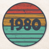 Geboren in 1980  verjaardagscadeau ronde kartonnen onderzetter (Voorkant)