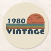 Geboren in 1980  verjaardagscadeau ronde kartonnen onderzetter (Voorkant)