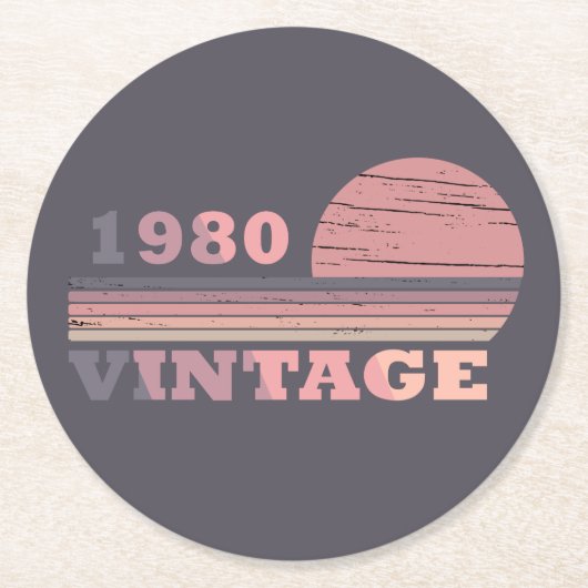 Geboren in 1980  verjaardagscadeau ronde kartonnen onderzetter (Voorkant)