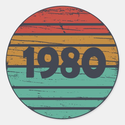 Geboren in 1980 verjaardagscadeau ronde sticker (Voorkant)