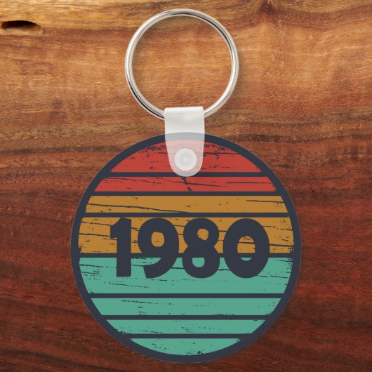 Geboren in 1980 verjaardagscadeau sleutelhanger (Voorkant)