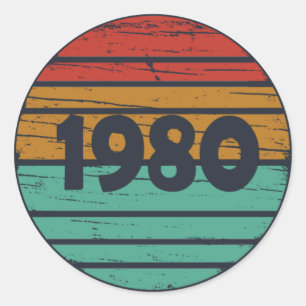 Geboren in 1980 Vintage Verjaardagsfeestje Ronde Sticker
