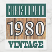 Geboren in 1980 wijn etiket (Enkel label)