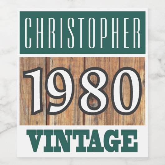 Geboren in 1980 wijn etiket (Enkel label)