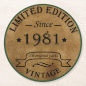 Geboren in 1981 op  verjaardag ronde kartonnen onderzetter (Voorkant)