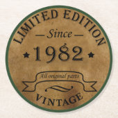 Geboren in 1982 op  verjaardag ronde kartonnen onderzetter (Voorkant)