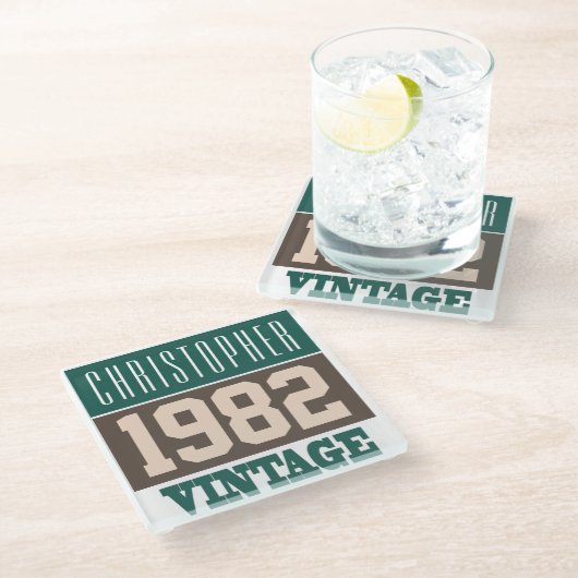 Geboren in 1982, Persoonlijke cadeaus Glazen Onderzetter (Schuin)