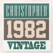 Geboren in 1982, Persoonlijke cadeaus Glazen Onderzetter (Voorkant)