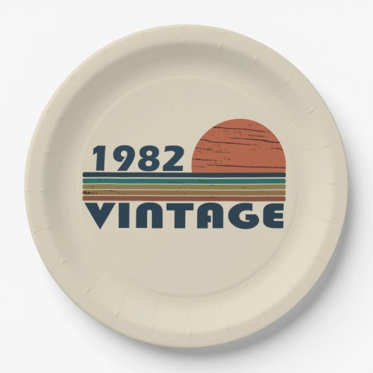 Geboren in 1982 verjaardagscadeau papieren bordje (Voorkant)