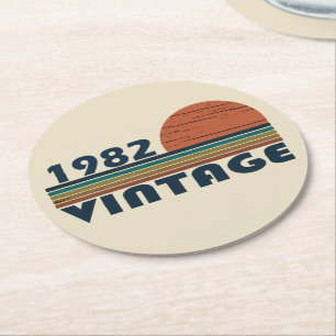 Geboren in 1982  verjaardagscadeau ronde kartonnen onderzetter