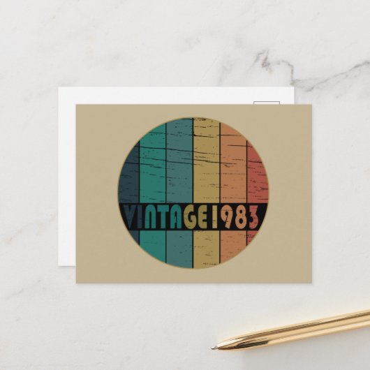 Geboren in 1983 op verjaardag feestdagenkaart (Voorkant / Achterkant in situ)