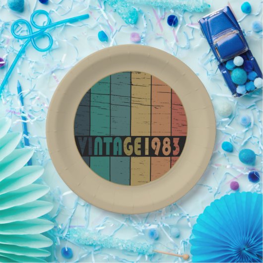 Geboren in 1983 op  verjaardag papieren bordje (Feest)