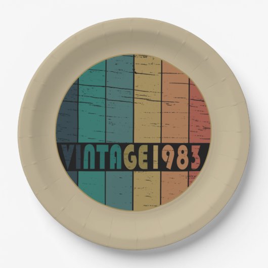 Geboren in 1983 op  verjaardag papieren bordje (Voorkant)