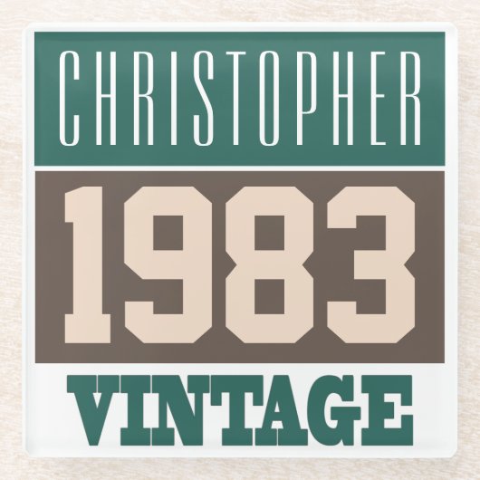 Geboren in 1983, Persoonlijke cadeaus Glazen Onderzetter (Voorkant)