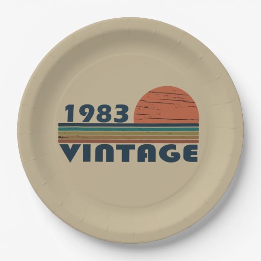 Geboren in 1983  verjaardagscadeau papieren bordje (Voorkant)