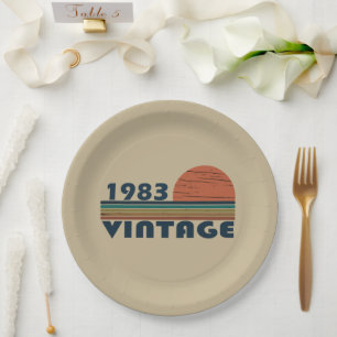 Geboren in 1983 vintage verjaardagsfeestje papieren bordje