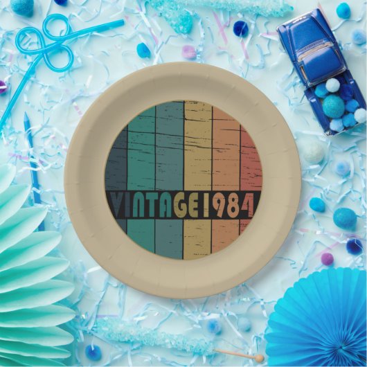 Geboren in 1984 op verjaardag papieren bordje (Feest)