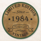 Geboren in 1984 op verjaardag ronde kartonnen onderzetter (Voorkant)