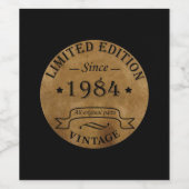 Geboren in 1984 op  verjaardag wijn etiket (Enkel label)