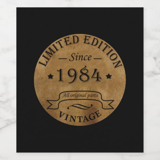 Geboren in 1984 op verjaardag wijn etiket (Enkel label)