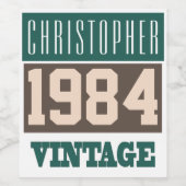 Geboren in 1984, speciaal geboortejaar wijn etiket (Enkel label)