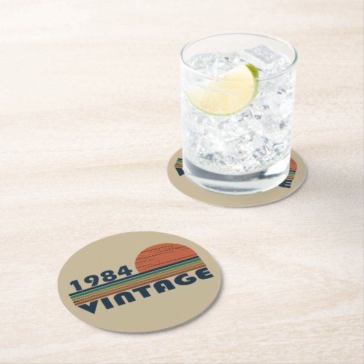 Geboren in 1984  verjaardagscadeau ronde kartonnen onderzetter (Insitu)