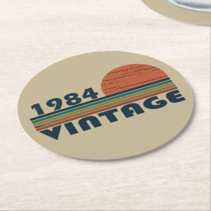 Geboren in 1984  verjaardagscadeau ronde kartonnen onderzetter