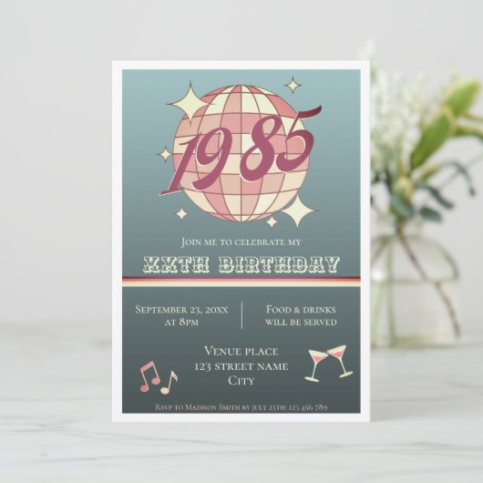 Geboren in 1985 39e 40e verjaardag Uitnodiging (Staand voorkant)