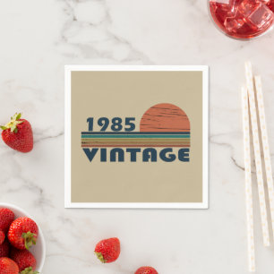 Geboren in 1985 kleurrijke vintage stijl verjaarda servet