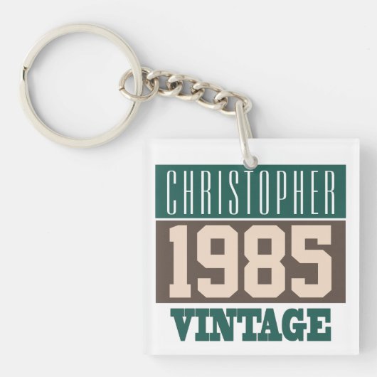 Geboren in 1985, persoonlijke cadeautjes sleutelhanger (voorkant)