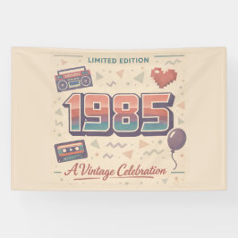Geboren in 1985 Vintage Banner Plat Kaartje | Retr
