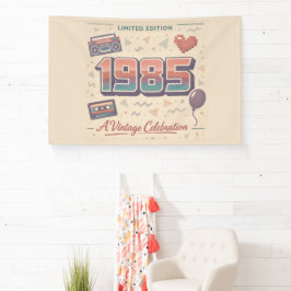 Geboren in 1985 Vintage Banner Plat Kaartje | Retr