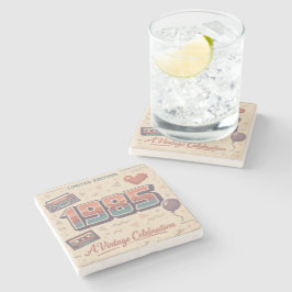 Geboren in 1985 Vintage Stone Coaster | Retro 80s Stenen Onderzetter